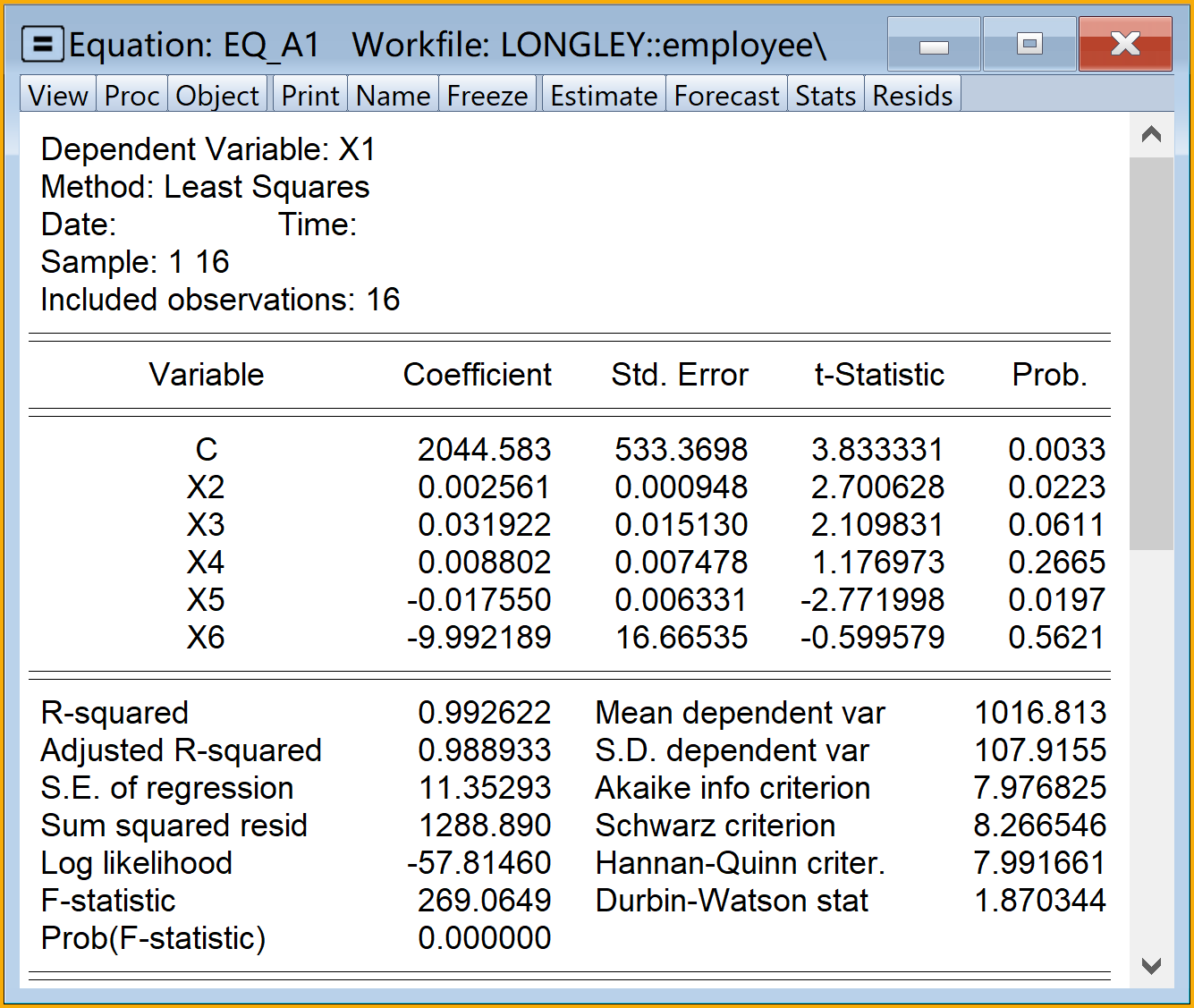 辅助回归方程A1-A3