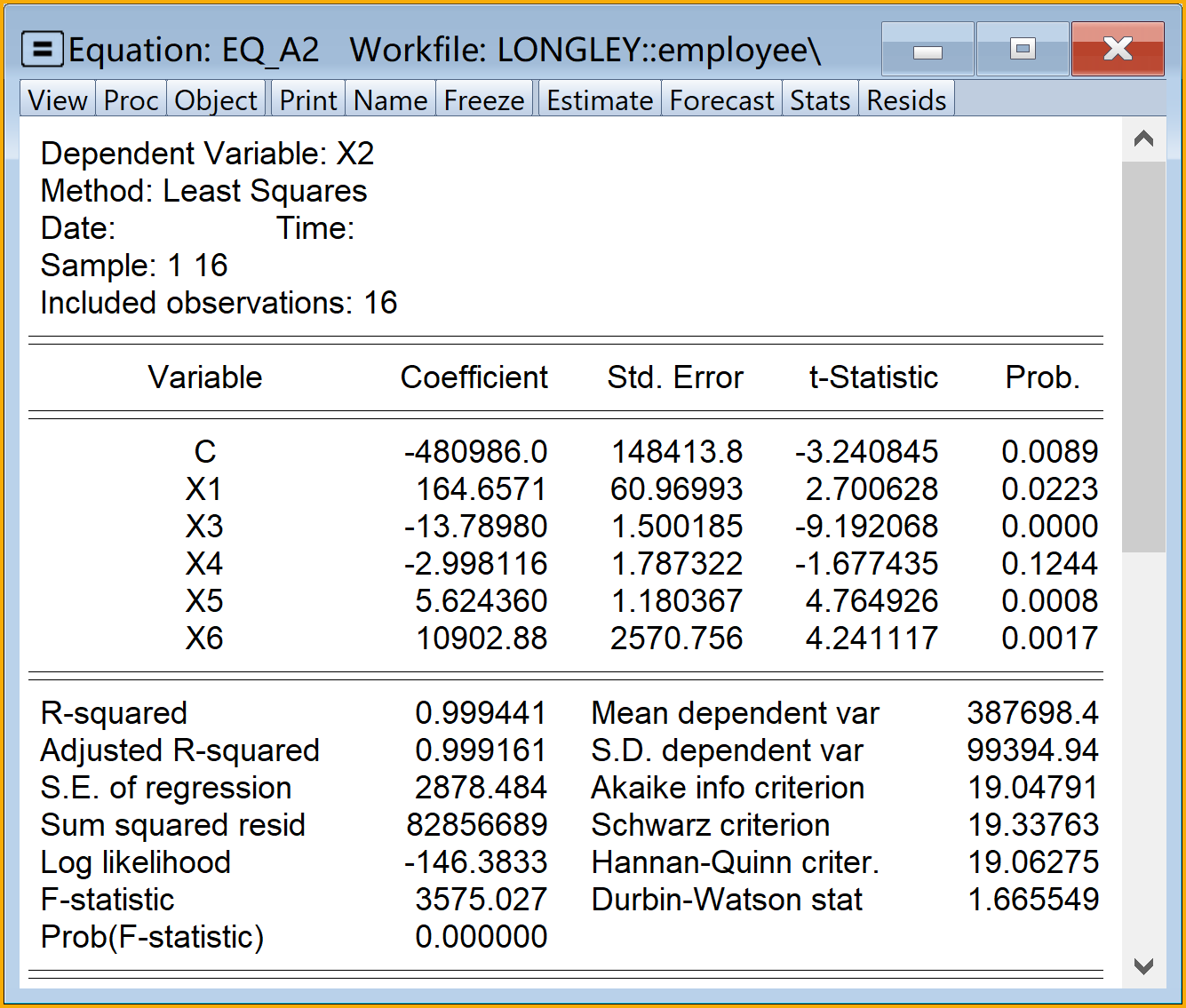 辅助回归方程A1-A3