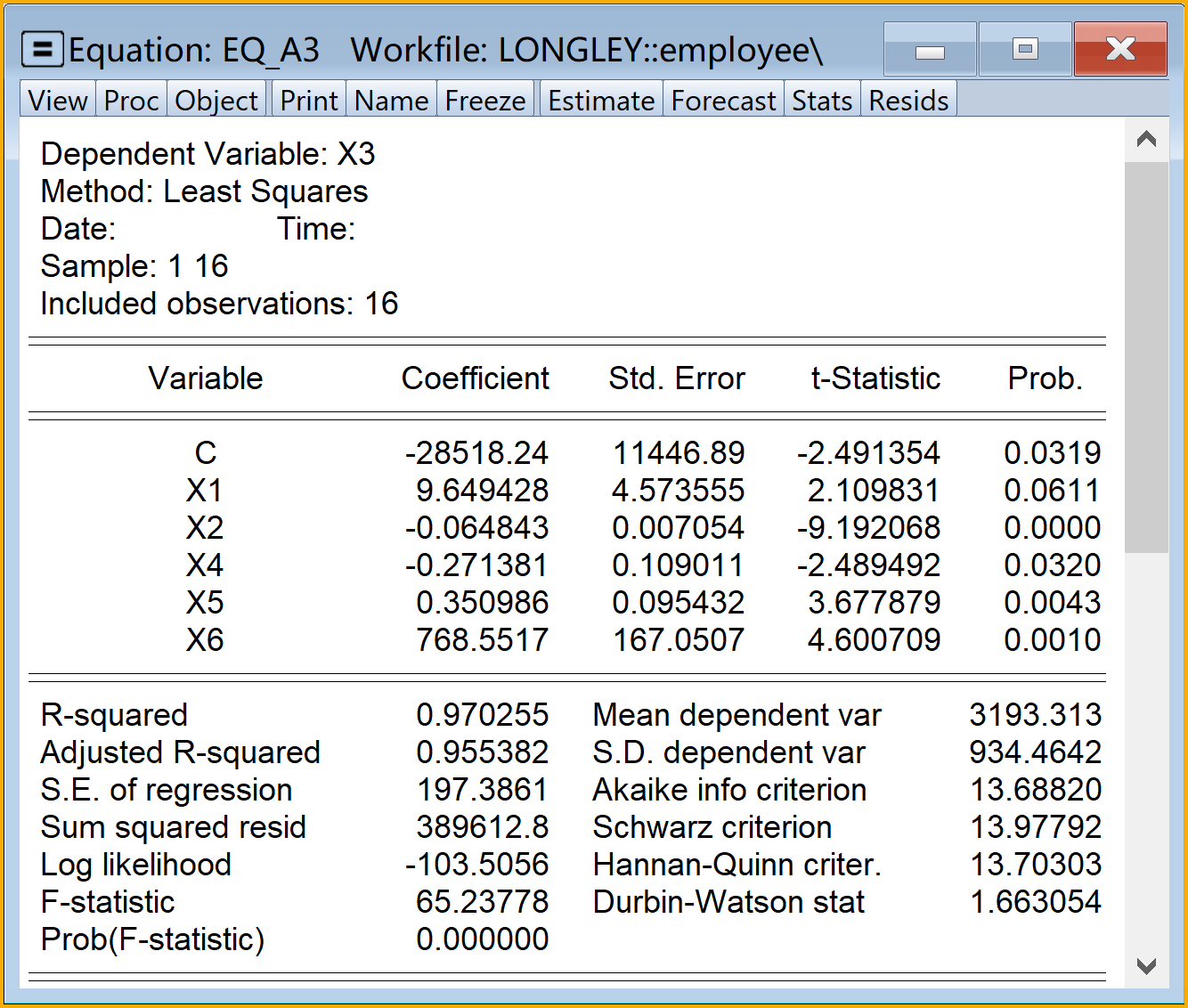 辅助回归方程A1-A3